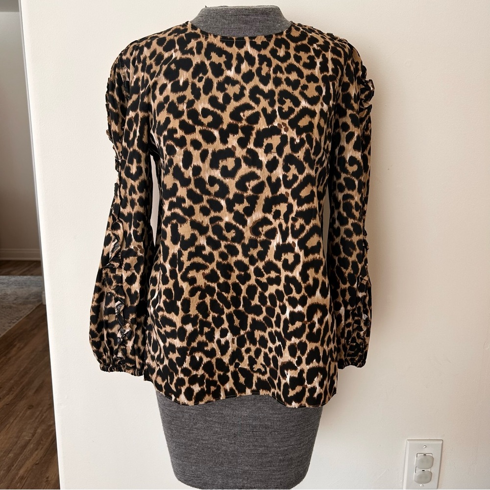 J.Crew Leopard Print Blouse – Size XS 100% Cotton